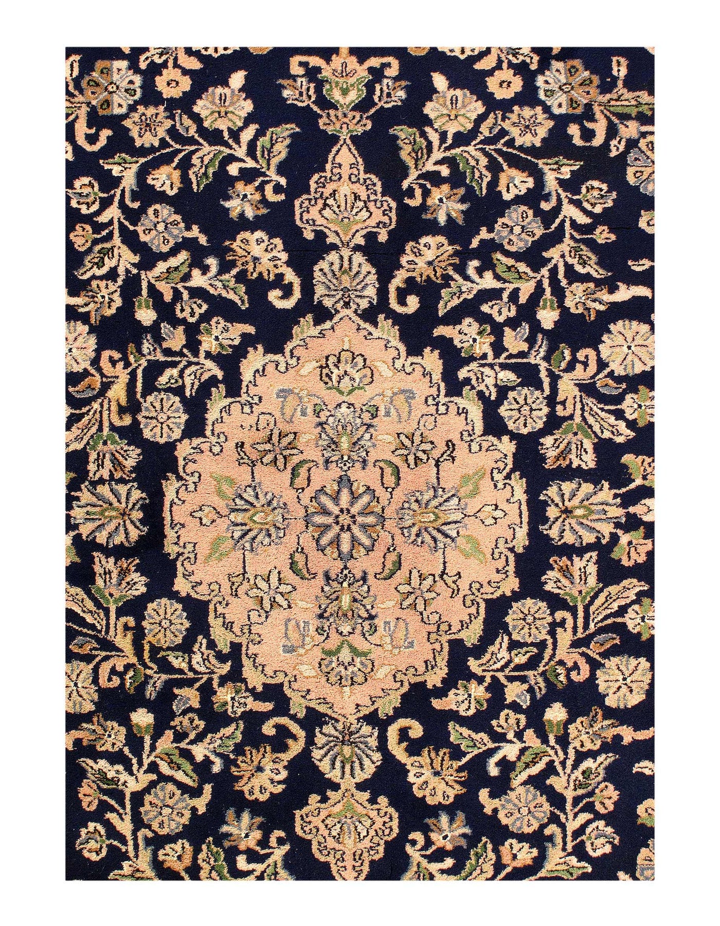 Navy Blue Fine Hand Knotted Persian Kerman design 8' X 9'6''