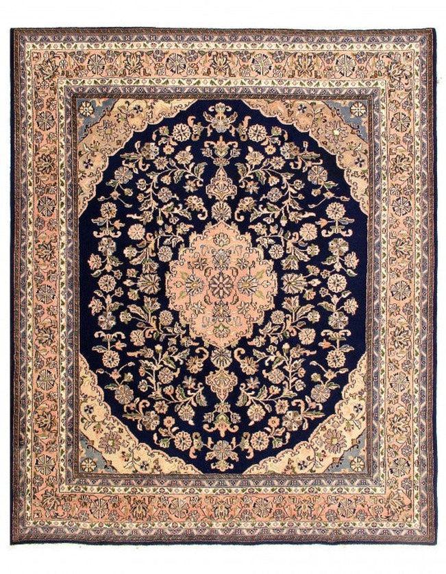 Canvello Navy Blue Fine Hand Knotted Silkroad Kerman design 8' X 9'6'' - Canvello