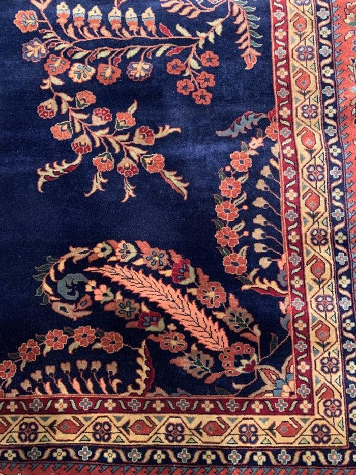 Canvello Navy Blue Fine Hand Knotted Silkroad sarouk Design 10'3'' X 15'9'' - Canvello