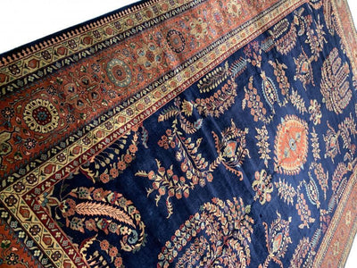 Canvello Navy Blue Fine Hand Knotted Silkroad sarouk Design 10'3'' X 15'9'' - Canvello