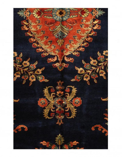 Canvello Navy Blue Fine Hand Knotted Silkroad sarouk Design 10'3'' X 15'9'' - Canvello