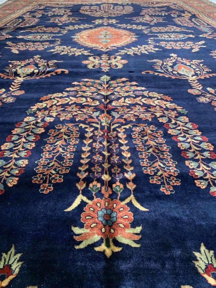 Canvello Navy Blue Fine Hand Knotted Silkroad sarouk Design 10'3'' X 15'9'' - Canvello