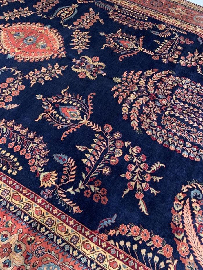 Canvello Navy Blue Fine Hand Knotted Silkroad sarouk Design 10'3'' X 15'9'' - Canvello