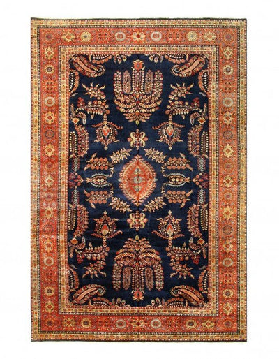 Canvello Navy Blue Fine Hand Knotted Silkroad sarouk Design 10'3'' X 15'9'' - Canvello