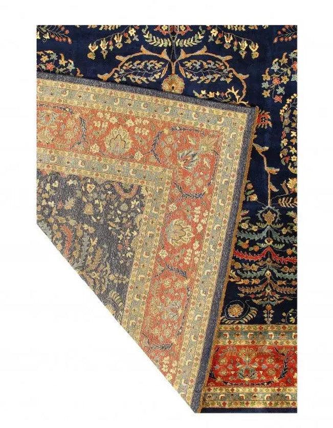 Canvello Navy Blue Fine Hand Knotted Silkroad sarouk Design 12'4'' X 17'8'' - Canvello