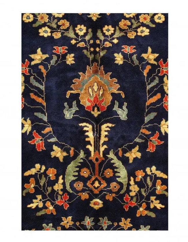 Canvello Navy Blue Fine Hand Knotted Silkroad sarouk Design 12'4'' X 17'8'' - Canvello