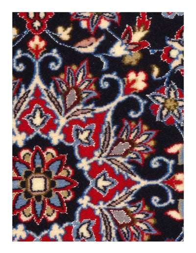 Navy Blue Fine Hand Knotted Persian Silk & wool Isfahan 2'4'' X 3'7''