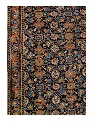 Canvello Navy Blue Hand Knotted Fine Herati Runner - 2'7'' X 13'8'' - Canvello