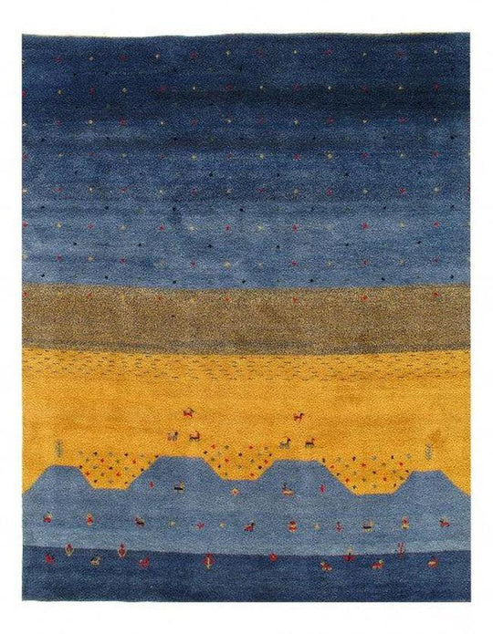 Canvello Navy Blue Hand Knotted Gabbeh Rug - 8'4" x 10'