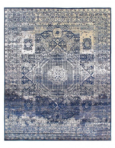 Canvello Navy Blue Hand Knotted Mamluk Design8' x 10.2 - Canvello