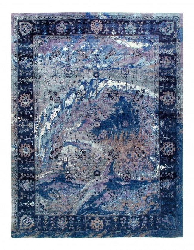 Canvello Navy Blue Hand Knotted Modern Rug - 9' X 12' - Canvello