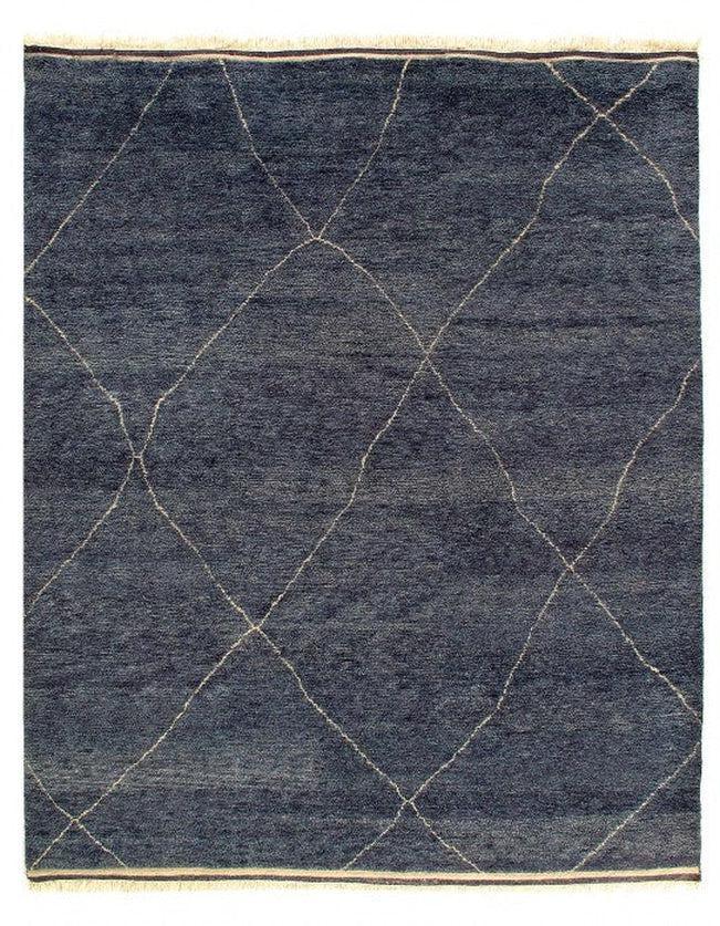 Canvello Navy Blue Hand Knotted Moroccon design 8'3'' X 9'9'' - Canvello