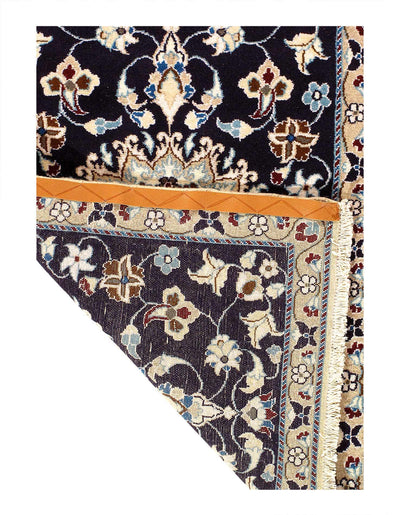 Canvello Navy Blue Hand Knotted Silkroad Nain Rug - 3' X 5' - Canvello