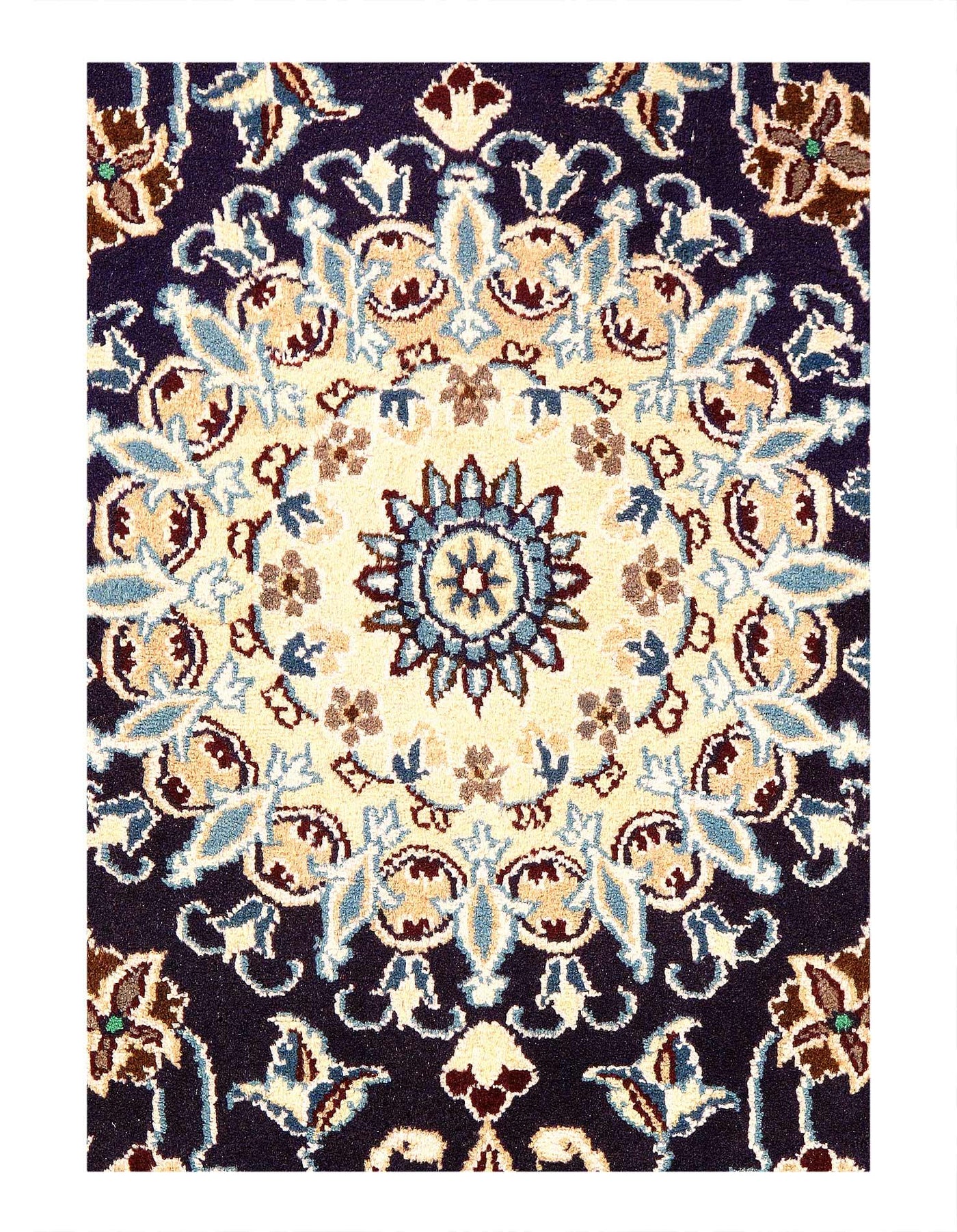 Canvello Navy Blue Hand Knotted Silkroad Nain Rug - 3' X 5' - Canvello