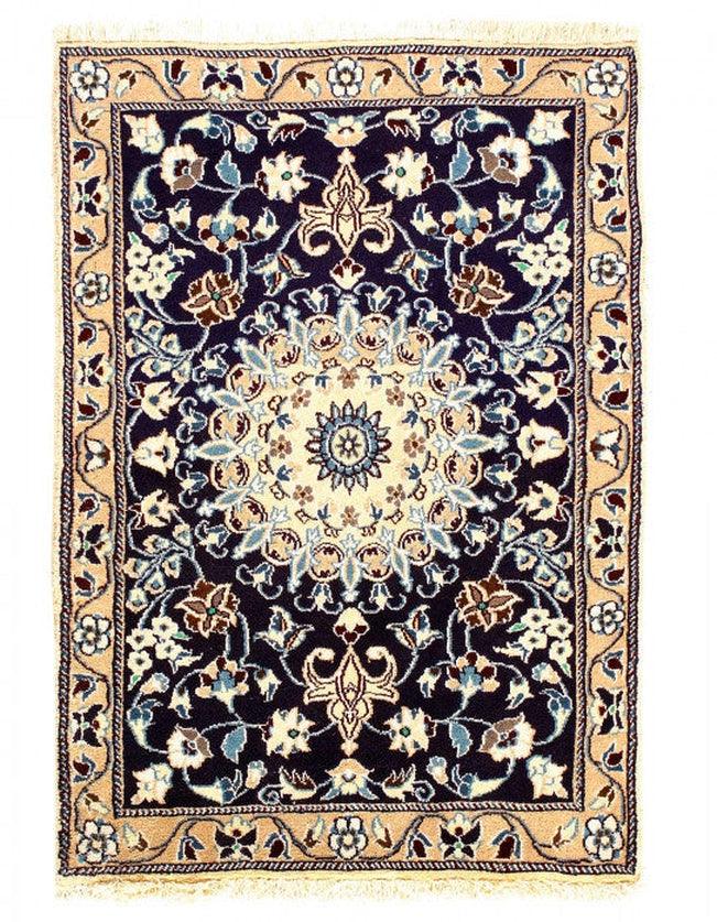 Canvello Navy Blue Hand Knotted Silkroad Nain Rug - 3' X 5' - Canvello