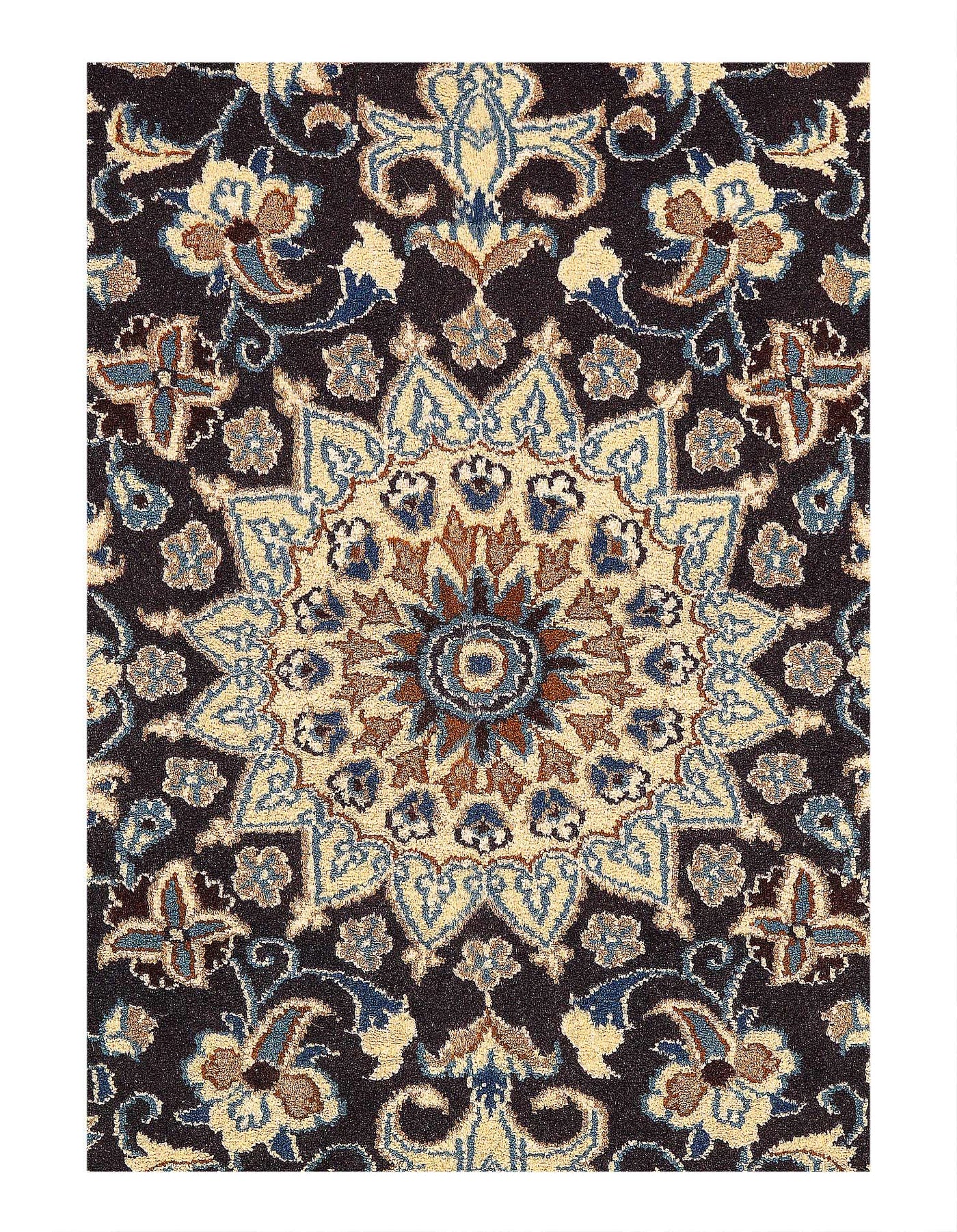 Canvello Navy Blue Hand Knotted Silkroad Nain Rug - 3' X 5' - Canvello