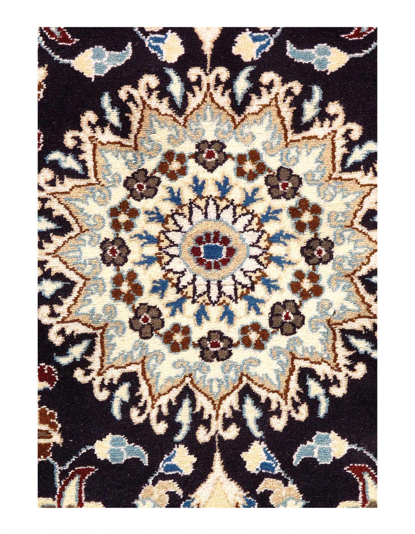 Canvello Navy Blue Hand Knotted Silkroad Nain Rug - 3' X 5' - Canvello