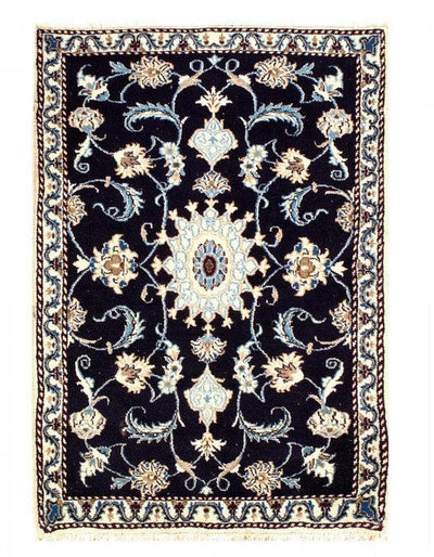 Canvello Navy Blue Hand Knotted Silkroad Nain Rug - 3' X 5' - Canvello