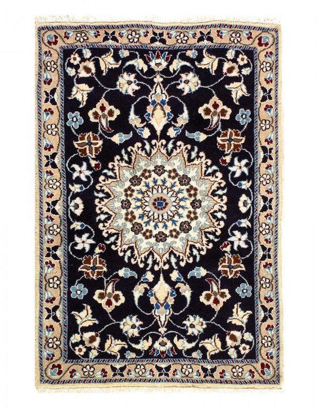 Canvello Navy Blue Hand Knotted Silkroad Nain Rug - 3' X 5' - Canvello