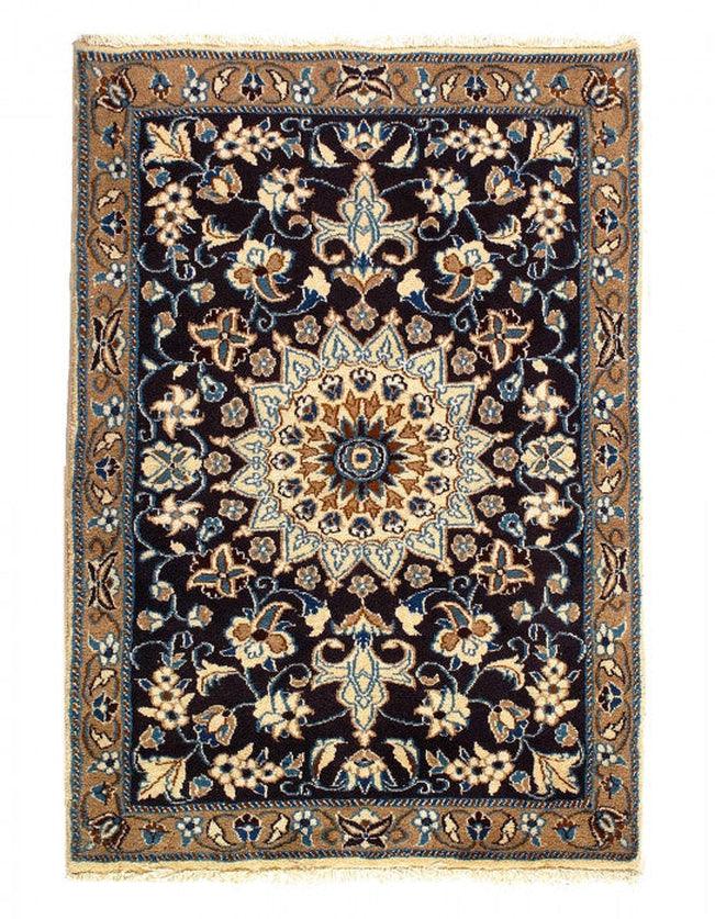 Canvello Navy Blue Hand Knotted Silkroad Nain Rug - 3' X 5' - Canvello