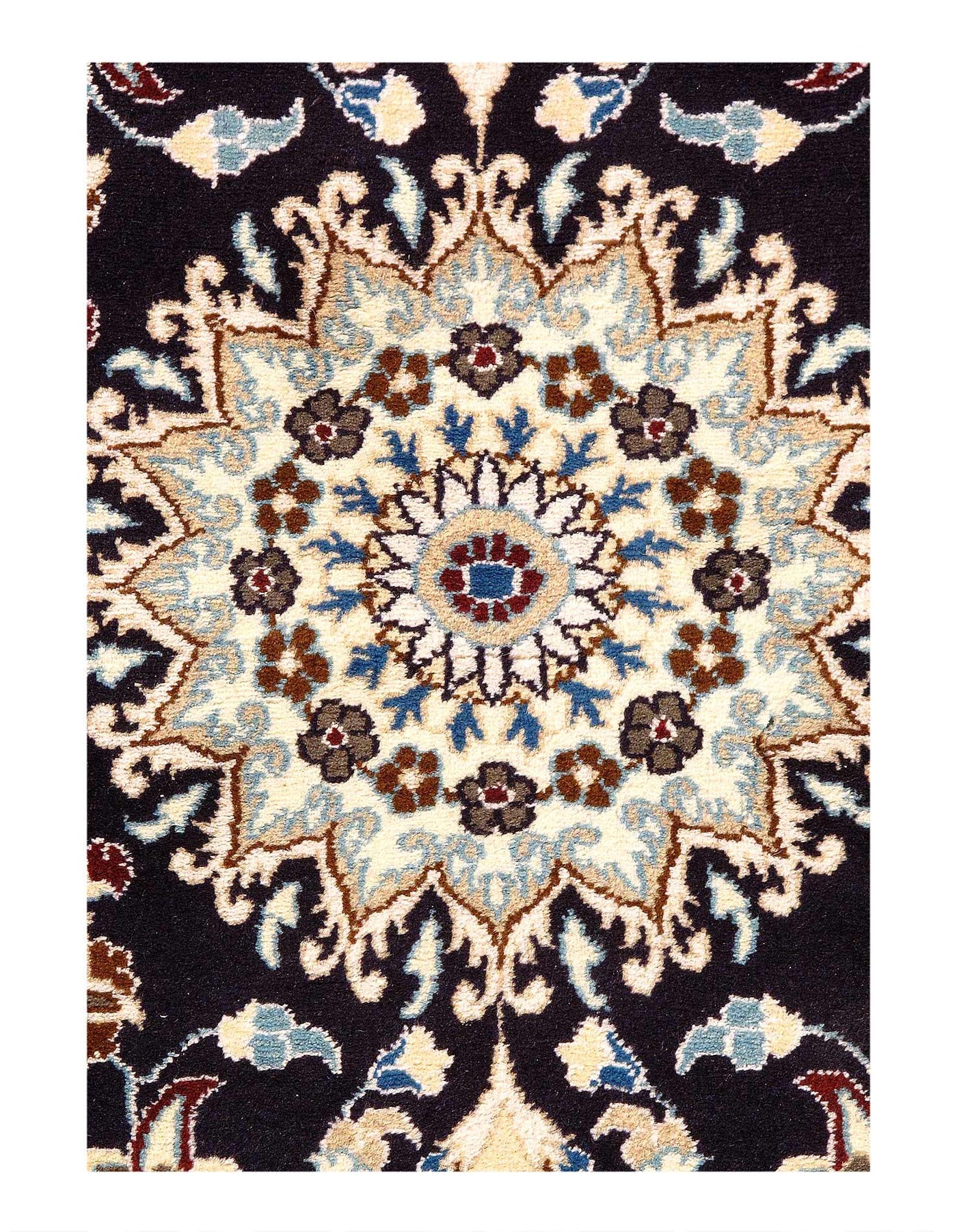 Canvello Navy Blue Hand Knotted Persian Nain Rug - 3' X 5'