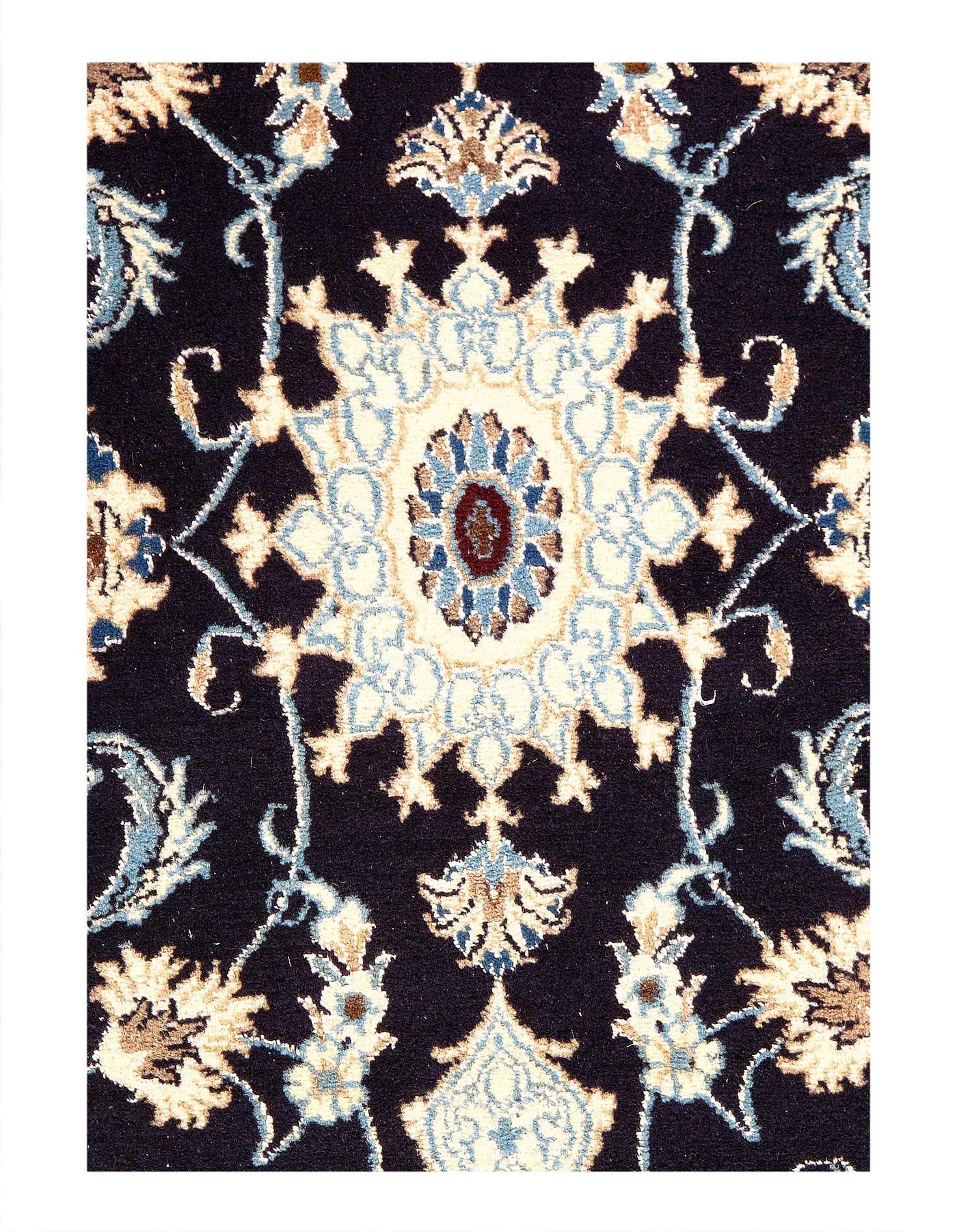 Canvello Navy Blue Hand Knotted Persian Nain Rug - 3' X 5'