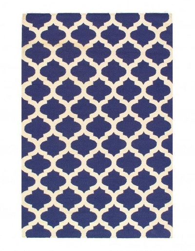 Canvello Navy Blue Modern Hand Knotted Rug - 5' X 8' - Canvello