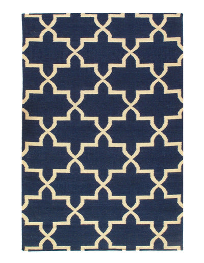 Canvello Navy Blue Modern Hand Knotted Rug 5' X 8' - Canvello