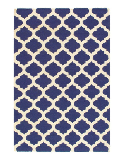 Canvello Navy Blue Modern Hand Knotted Rug 5' X 8' - Canvello