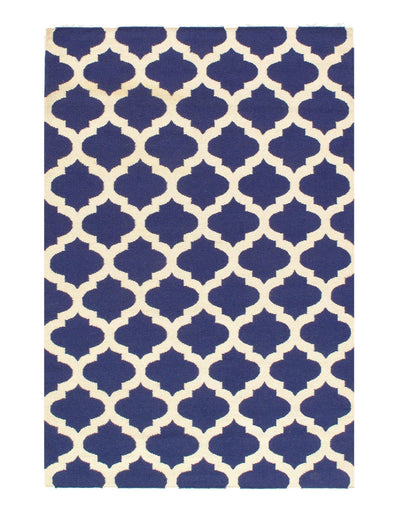 Navy Blue Modern Hand Knotted Rug 5' X 8'