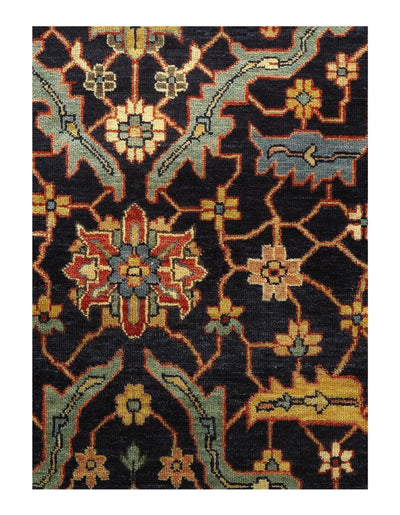 Canvello Navy Blue Persain Hand Knotted Serapi Design Rug - 9' X 12'