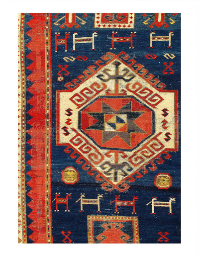 Canvello Navy Blue Russain Antique Kazak Rug - 5' X 7'8" - Canvello