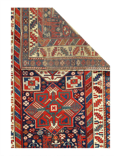 Canvello Navy Blue Russain Antique Kazak Runner - 3'5" X 9'4" - Canvello