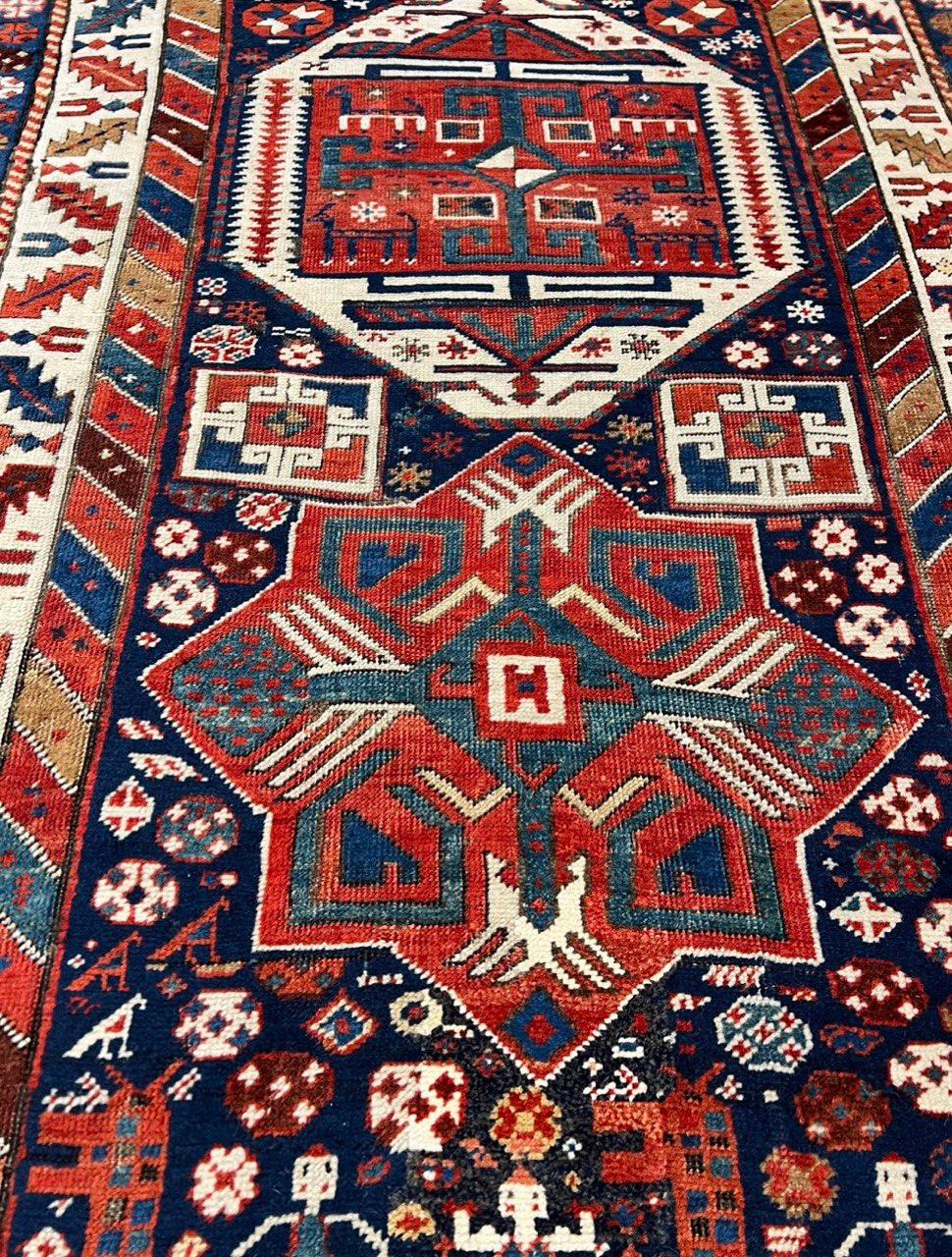 Canvello Navy Blue Russain Antique Kazak Runner - 3'5" X 9'4" - Canvello