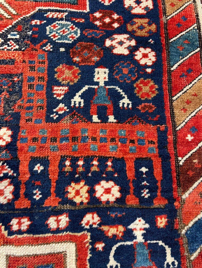 Canvello Navy Blue Russain Antique Kazak Runner - 3'5" X 9'4" - Canvello