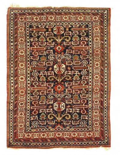 Canvello Navy Blue Russian Antique Kazak 4'8'' X 6'4'' - Canvello