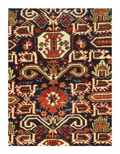 Canvello Navy Blue Russian Antique Kazak 4'8'' X 6'4'' - Canvello