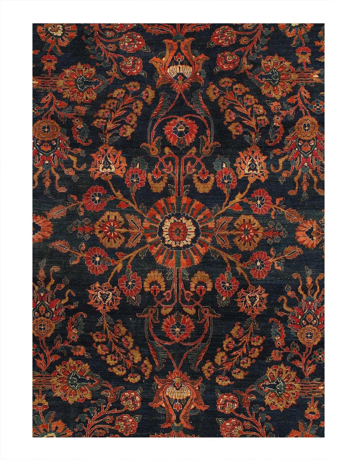 Canvello Navy Blue Silkroad Antique Sarouk Rug - 9'11'' X 13'8'' - Canvello