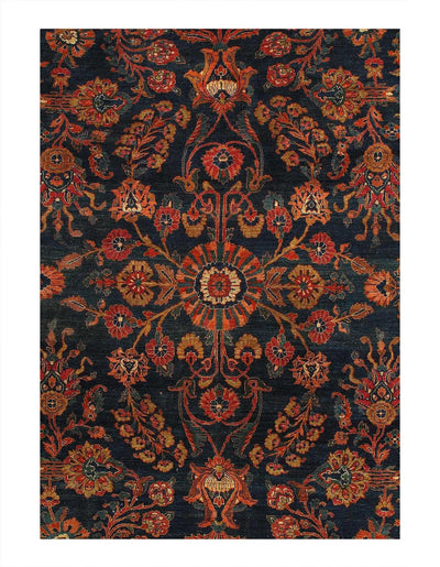 Canvello Navy Blue Silkroad Antique Sarouk Rug - 9'11'' X 13'8'' - Canvello