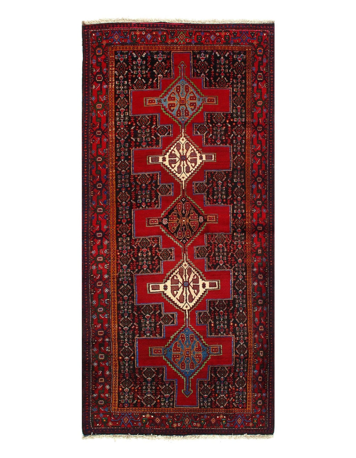 Canvello Navy Blue Silkroad Antique Senna Rug - 4' X 9'6'' - Canvello