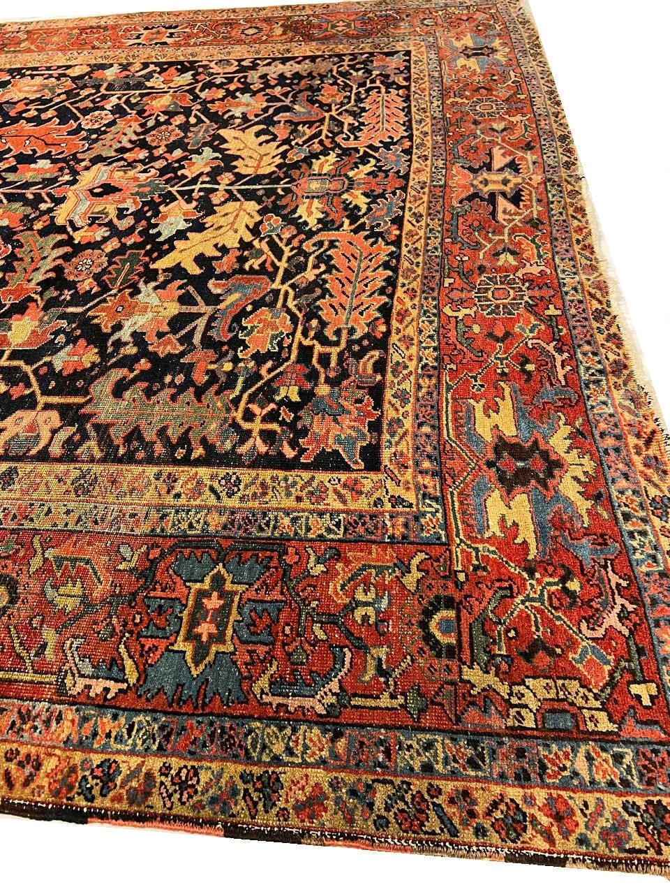 Canvello Navy Blue Silkroad Antique Serapi Rug - 8'11'' X 12'1'' - Canvello