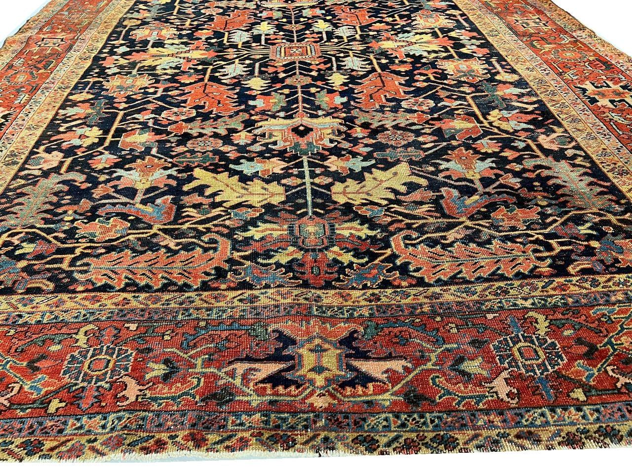 Canvello Navy Blue Silkroad Antique Serapi Rug - 8'11'' X 12'1'' - Canvello