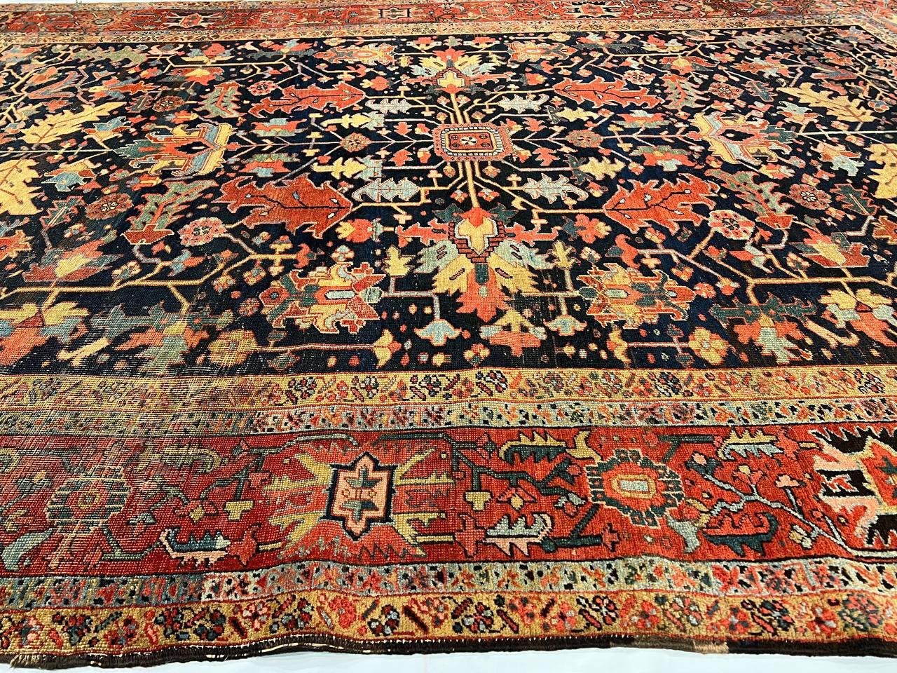 Canvello Navy Blue Silkroad Antique Serapi Rug - 8'11'' X 12'1'' - Canvello