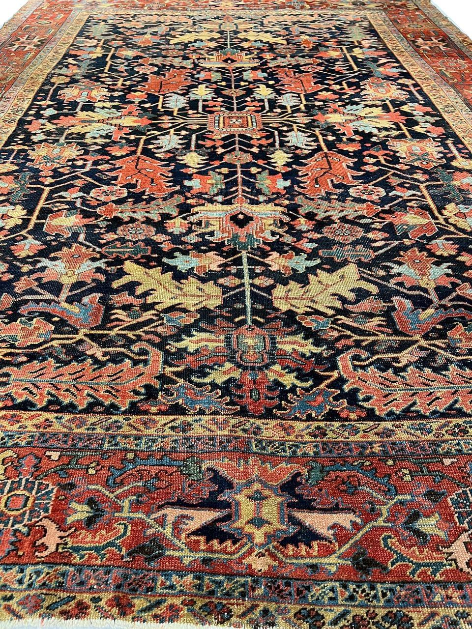 Canvello Navy Blue Silkroad Antique Serapi Rug - 8'11'' X 12'1'' - Canvello