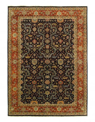 Canvello Navy Blue SilkRoad Hand Knotted Serapi Design Rug - 9' X 12' - Canvello