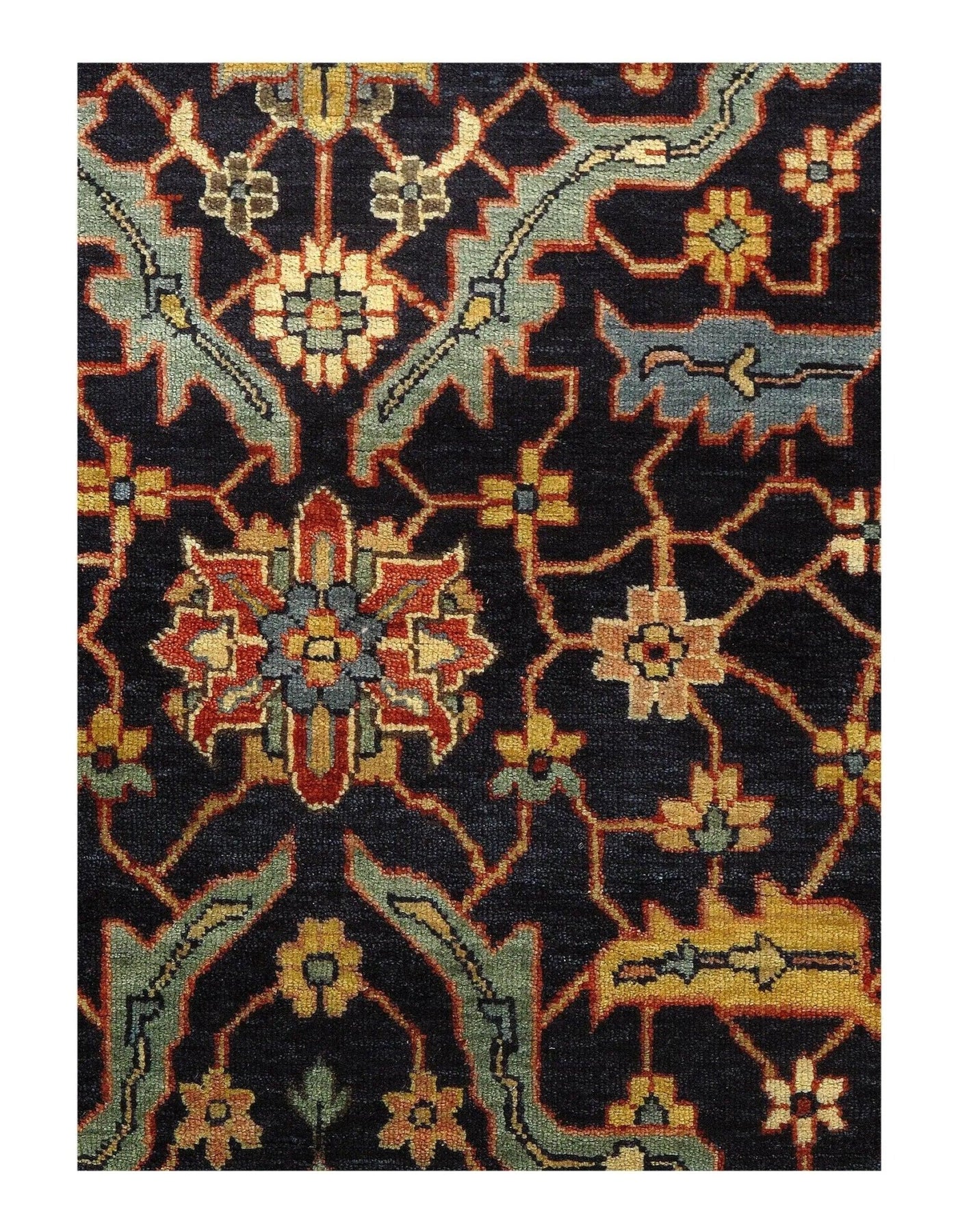 Canvello Navy Blue SilkRoad Hand Knotted Serapi Design Rug - 9' X 12' - Canvello