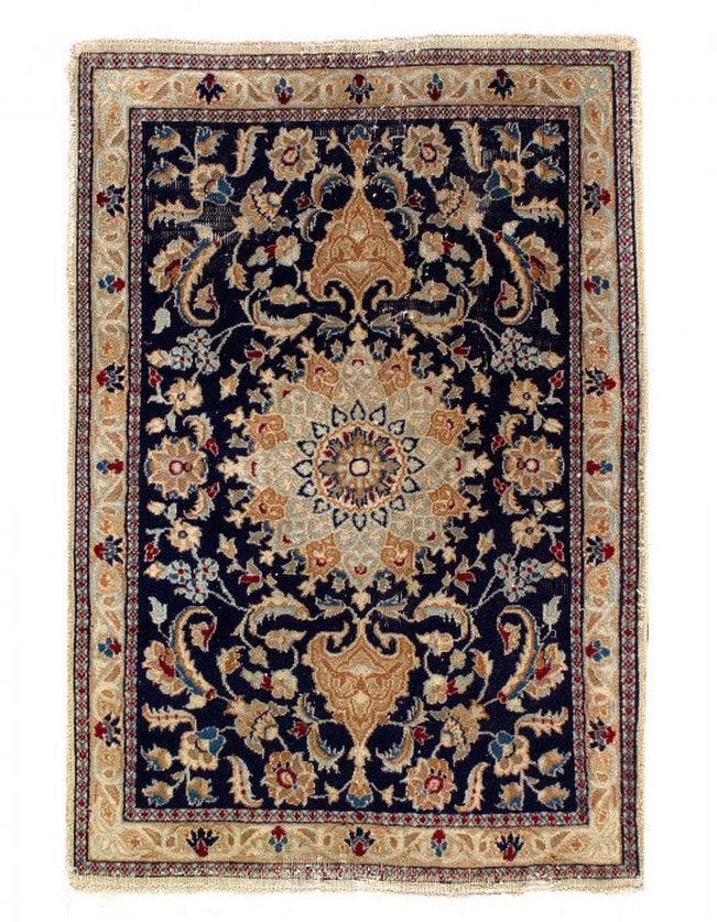 Canvello Navy Blue Silkroad Nain Rug - 3' X 4'5'' - Canvello