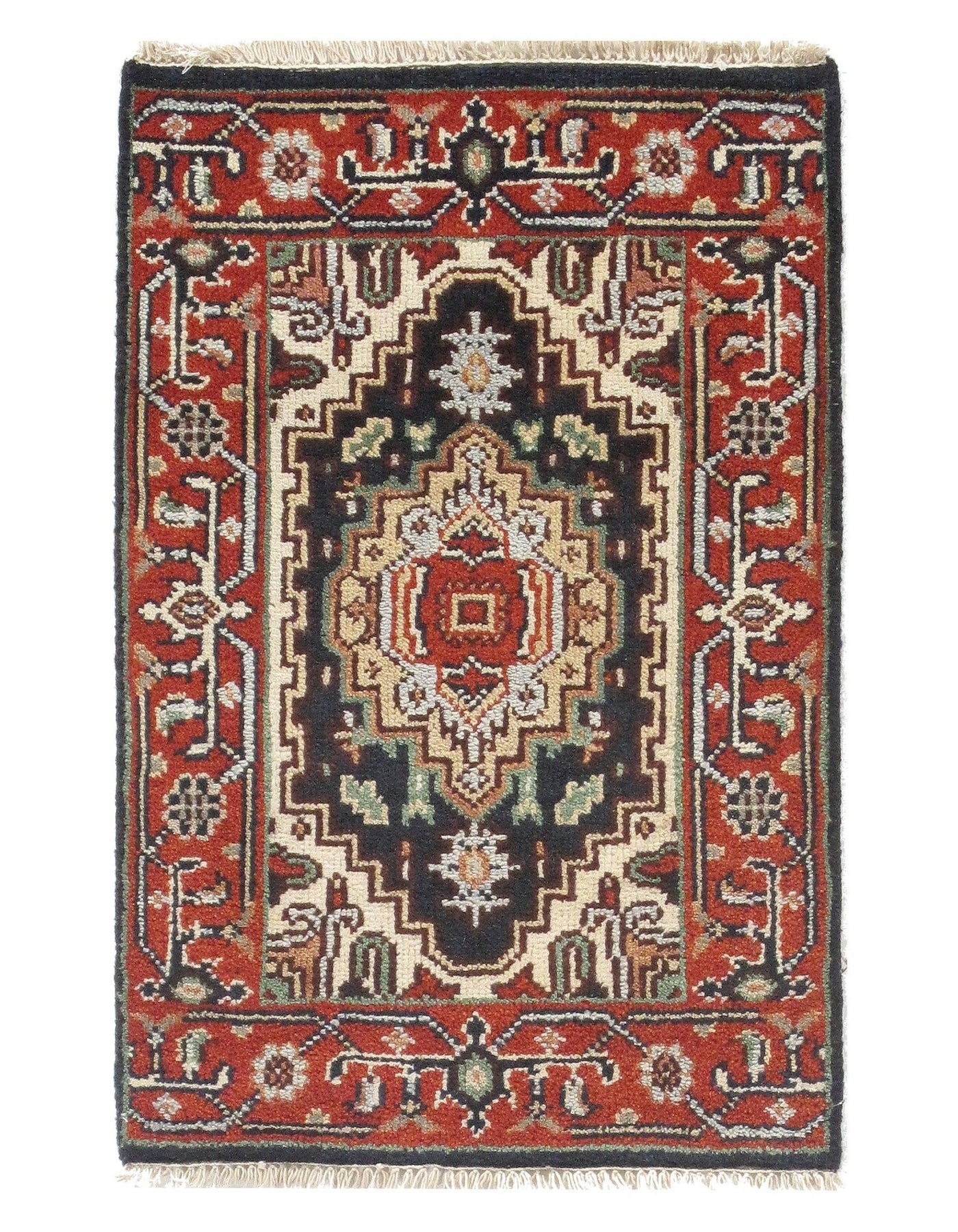 Canvello Navy Fine Hand Knotted Serapi rug 2' x 3' - Canvello