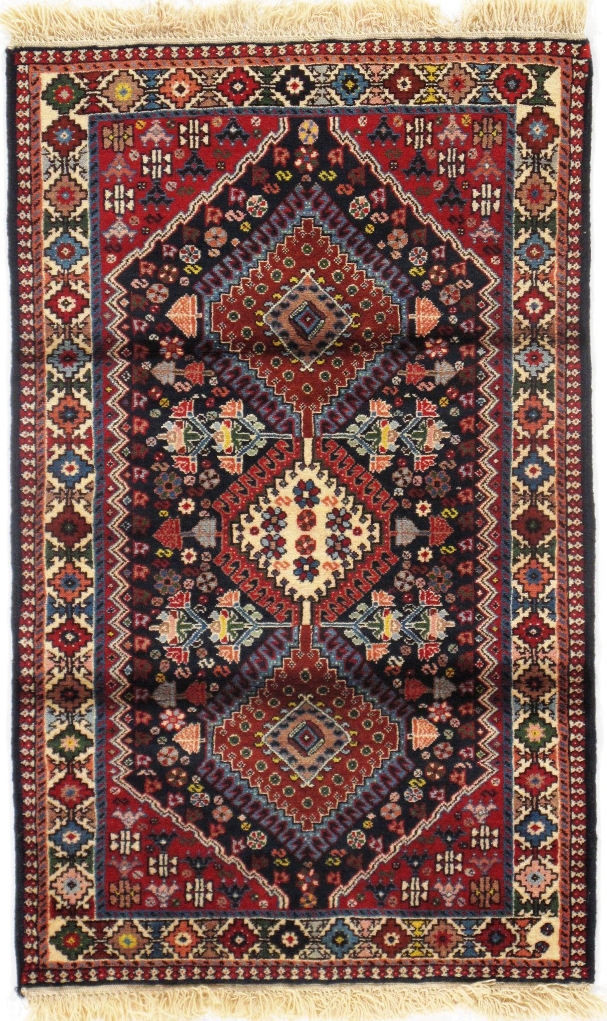 Canvello Navy Fine Silkroad Yalameh Rug - 2'7" X 4'4" - Canvello