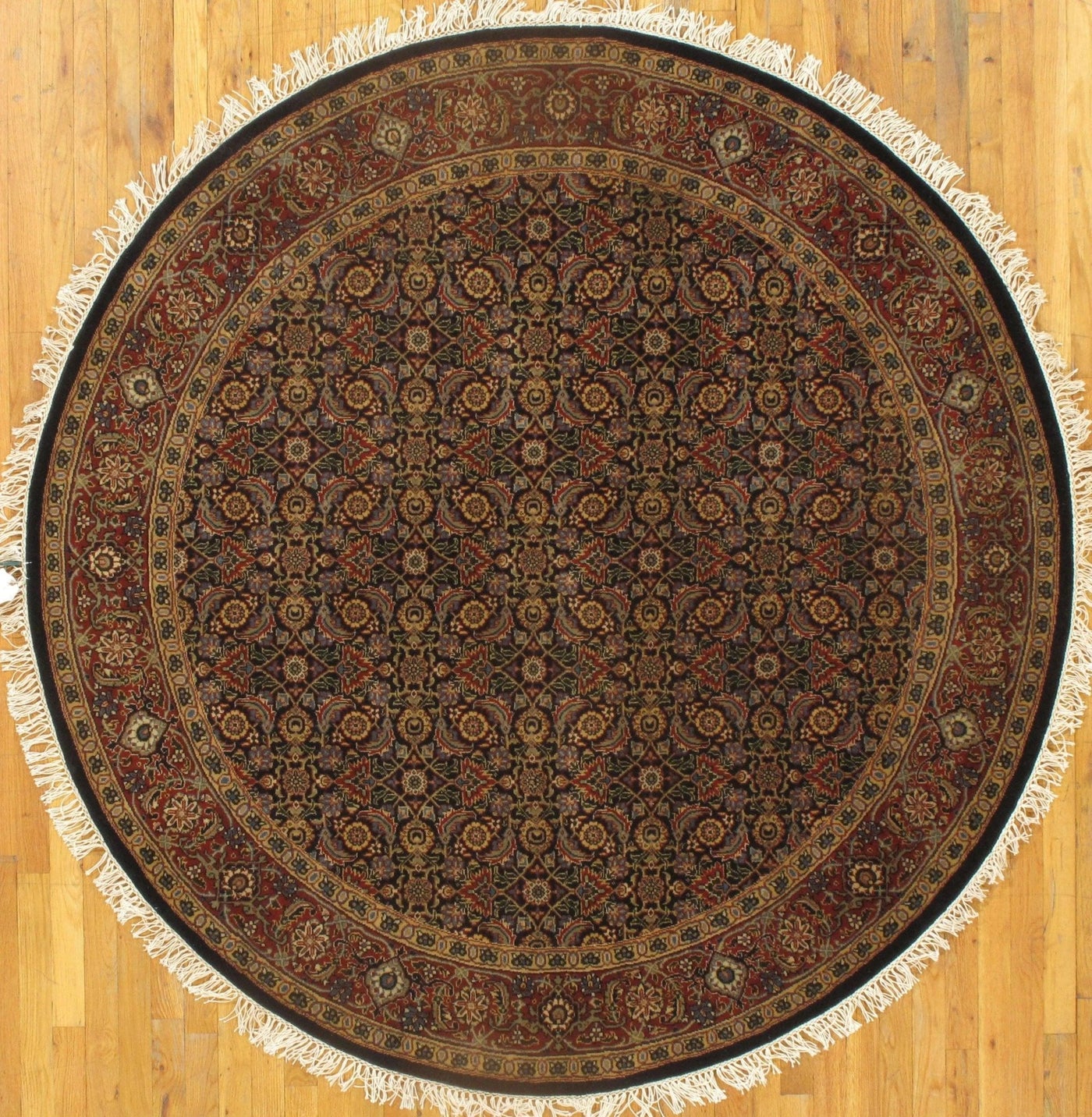 Canvello Navy Indian Herati Round Rug - 6' X 6' - Canvello